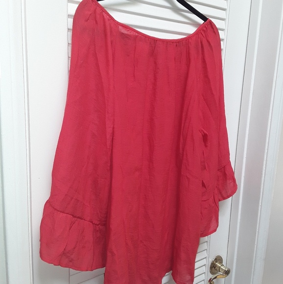 Zac & Rachel Beaded Peasant Ruffle Sleeve Orange - Picture 3 of 8